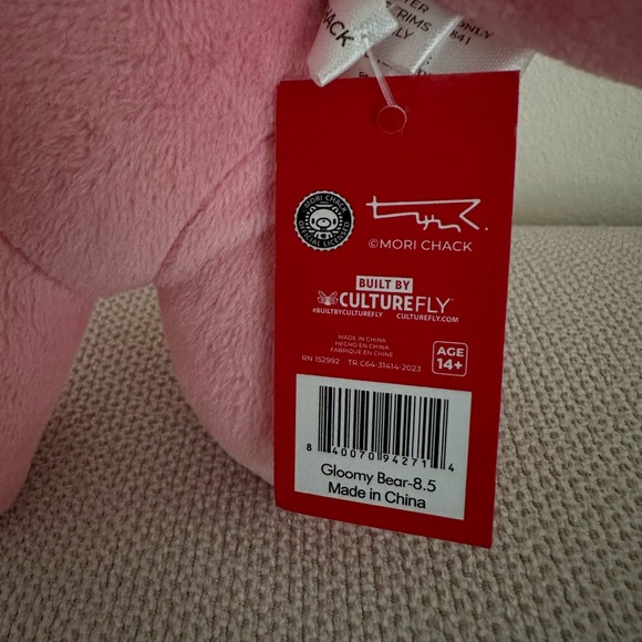 GLOOMY BEAR PINK PLUSH NWT 8.5” BY CULTUREFLY - Picture 5 of 6